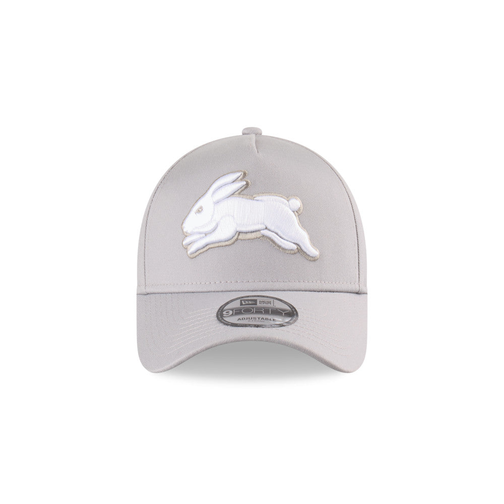 South Sydney Rabbitohs Hat - 2025 Grey White 9Forty A-Frame NRL Snapback Cap - New Era